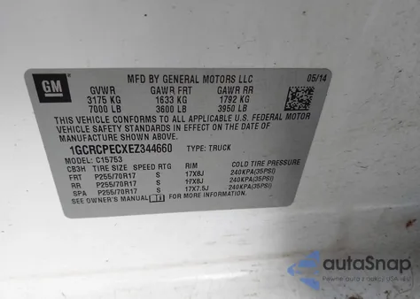 2014 Chevrolet Silverado 1500 Work Truck 1Wt from USA, damaged, VIN 1GCRCPECXEZ344660